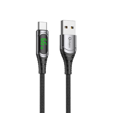qcharx-menorca-usb-to-type-c-cable-3a-66w-1m-alluminum-alloy-soft-touch-digital-led-display-black