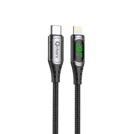 qcharx-mallorca-type-c-to-lightning-cable-3a-20w-1m-alluminum-alloy-soft-touch-digital-led-display-black