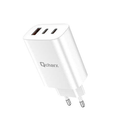 qcharx-ares-charger-3a-65w-2-port-type-c-1-usb-port-white