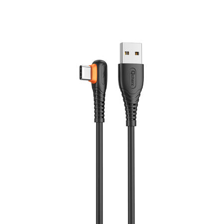 qcharx-london-usb-to-type-c-cable-3a-1m-pvc-angled-black