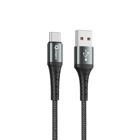 qcharx-lyon-usb-to-type-c-cable-3a-1-m-alluminum-alloy-metallic-black-cord